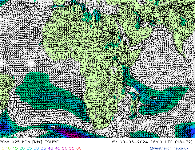 Wind 925 hPa ECMWF We 08.05.2024 18 UTC
