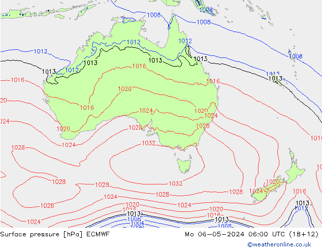 Surface pressure ECMWF Mo 06.05.2024 06 UTC