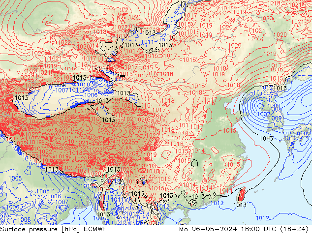 地面气压 ECMWF 星期一 06.05.2024 18 UTC
