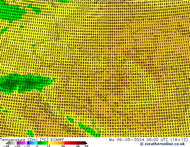 карта температуры ECMWF пн 06.05.2024 06 UTC