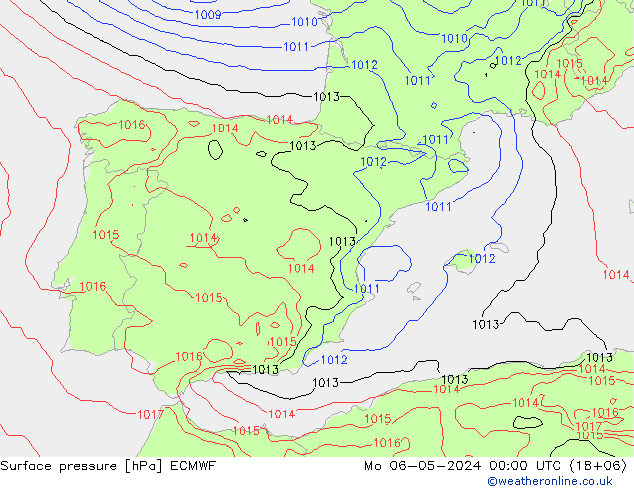 Presión superficial ECMWF lun 06.05.2024 00 UTC