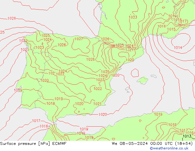приземное давление ECMWF ср 08.05.2024 00 UTC