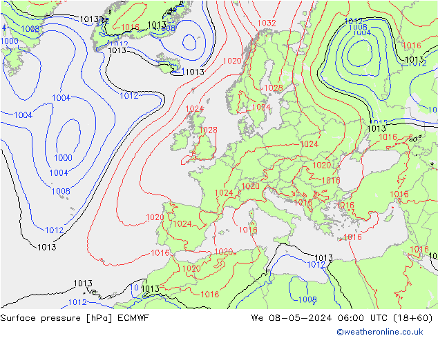 приземное давление ECMWF ср 08.05.2024 06 UTC
