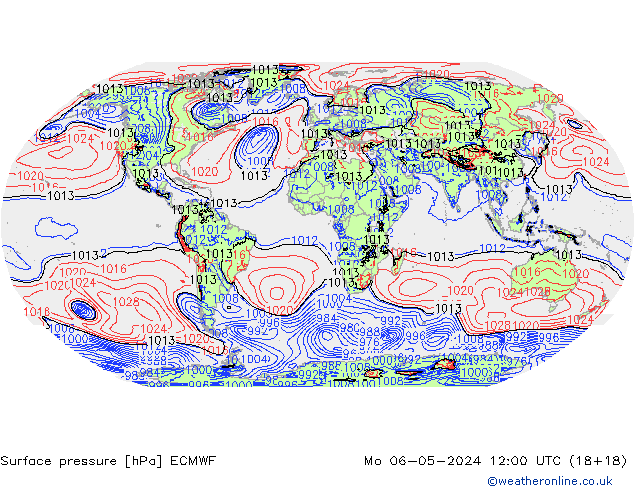 Atmosférický tlak ECMWF Po 06.05.2024 12 UTC