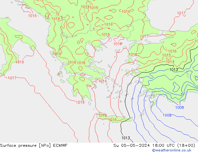 pressão do solo ECMWF Dom 05.05.2024 18 UTC