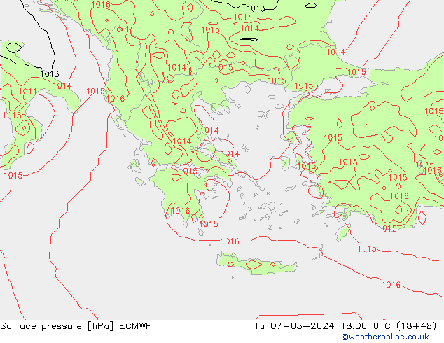 Presión superficial ECMWF mar 07.05.2024 18 UTC