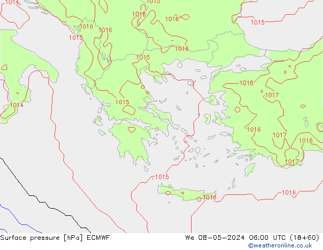 Pressione al suolo ECMWF mer 08.05.2024 06 UTC