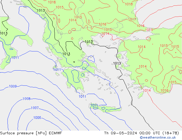 Luchtdruk (Grond) ECMWF do 09.05.2024 00 UTC