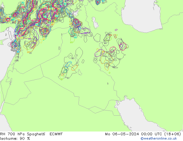 RH 700 hPa Spaghetti ECMWF Seg 06.05.2024 00 UTC