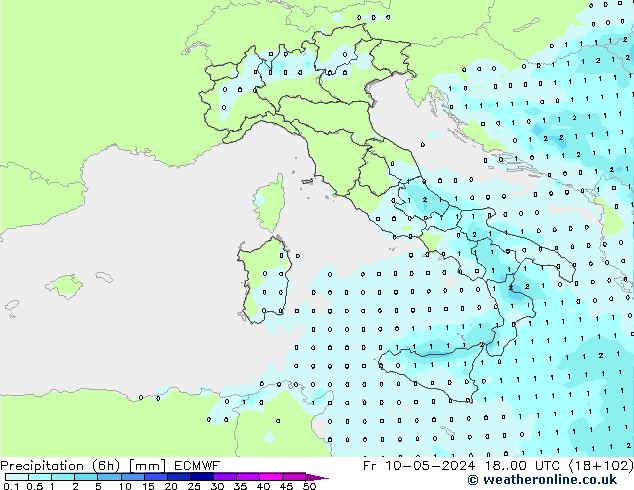 Precipitação (6h) ECMWF Sex 10.05.2024 00 UTC