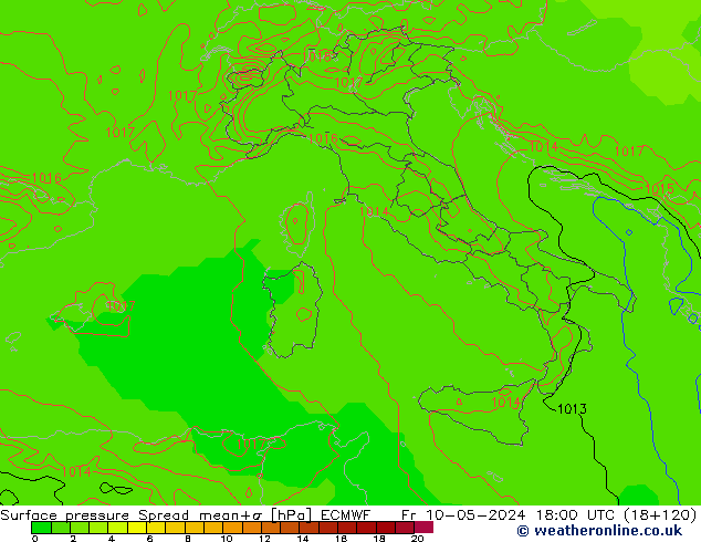 приземное давление Spread ECMWF пт 10.05.2024 18 UTC