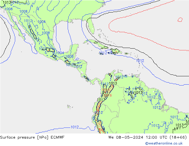 Luchtdruk (Grond) ECMWF wo 08.05.2024 12 UTC