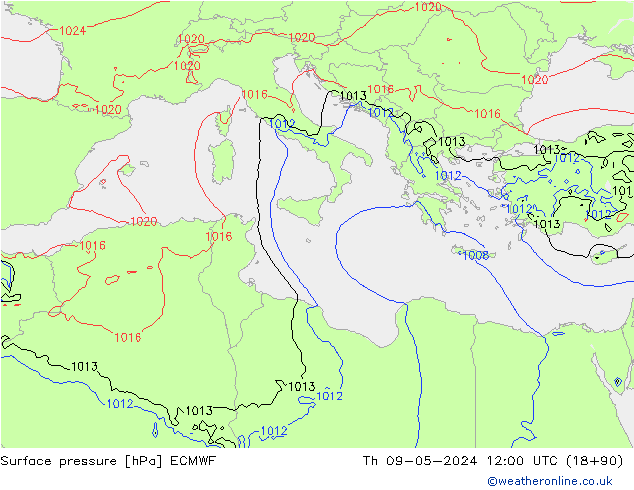 pression de l'air ECMWF jeu 09.05.2024 12 UTC