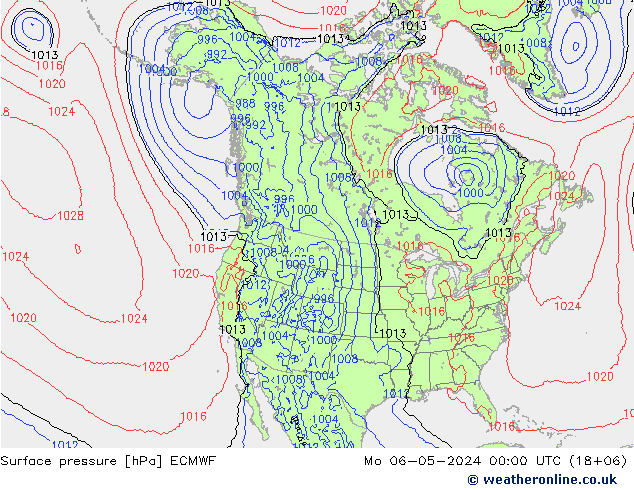 Pressione al suolo ECMWF lun 06.05.2024 00 UTC