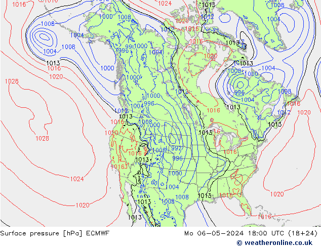 Luchtdruk (Grond) ECMWF ma 06.05.2024 18 UTC