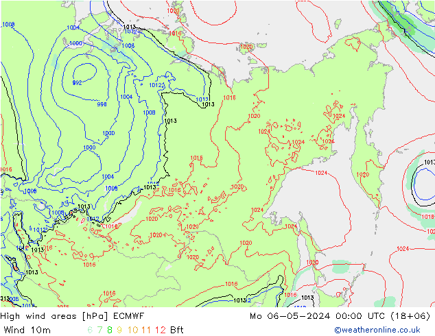 High wind areas ECMWF Mo 06.05.2024 00 UTC