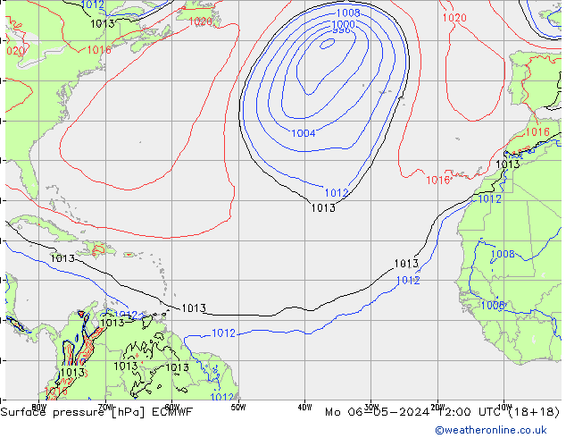 pressão do solo ECMWF Seg 06.05.2024 12 UTC