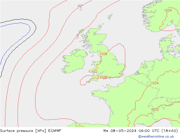 pression de l'air ECMWF mer 08.05.2024 06 UTC