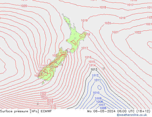 Atmosférický tlak ECMWF Po 06.05.2024 06 UTC