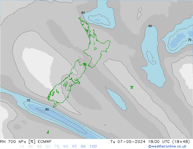 RH 700 hPa ECMWF mar 07.05.2024 18 UTC