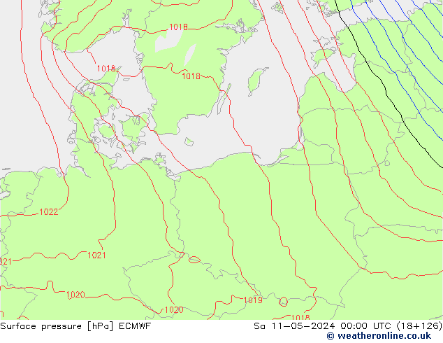 Pressione al suolo ECMWF sab 11.05.2024 00 UTC