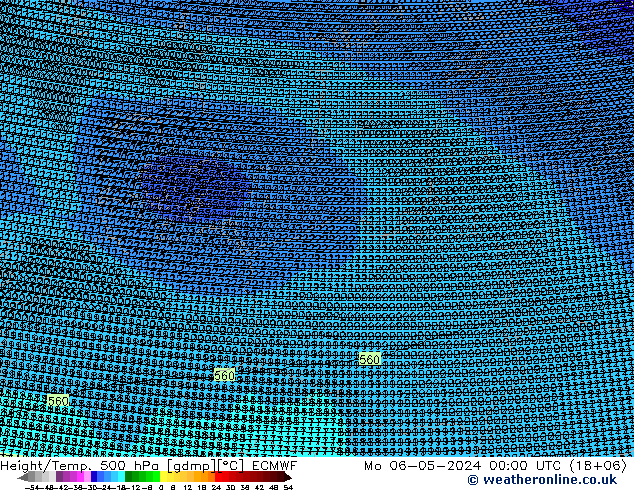 Height/Temp. 500 гПа ECMWF пн 06.05.2024 00 UTC