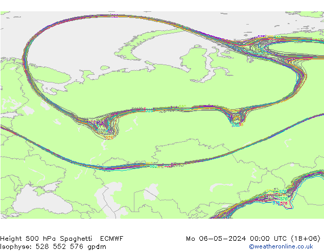 Height 500 hPa Spaghetti ECMWF  06.05.2024 00 UTC