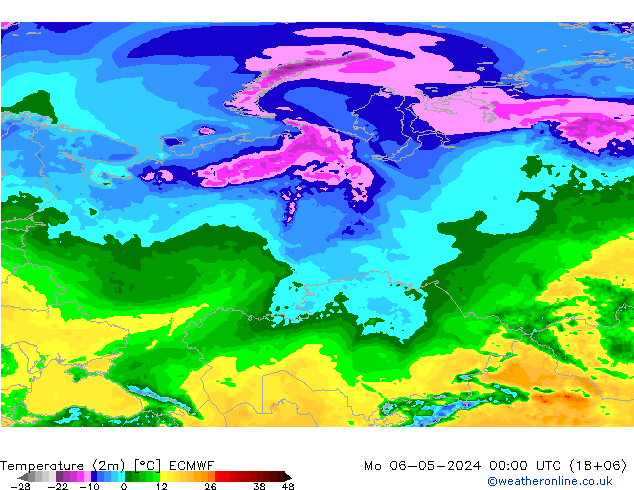 карта температуры ECMWF пн 06.05.2024 00 UTC