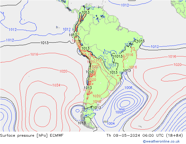 Surface pressure ECMWF Th 09.05.2024 06 UTC