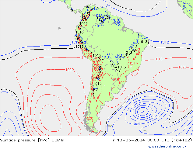 Surface pressure ECMWF Fr 10.05.2024 00 UTC