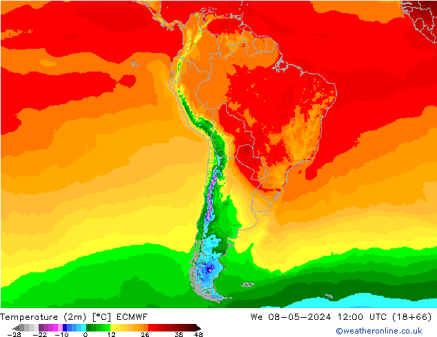 Temperature (2m) ECMWF We 08.05.2024 12 UTC