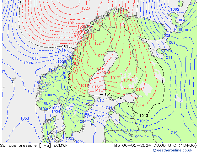 Presión superficial ECMWF lun 06.05.2024 00 UTC