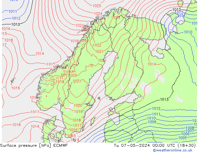 Surface pressure ECMWF Tu 07.05.2024 00 UTC