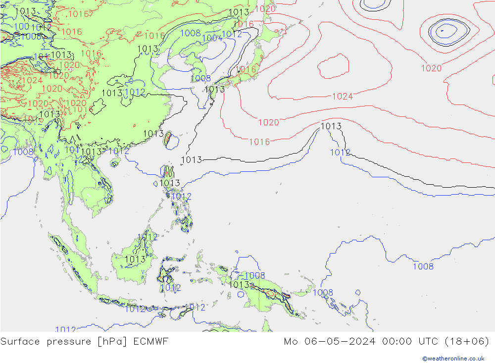 pressão do solo ECMWF Seg 06.05.2024 00 UTC