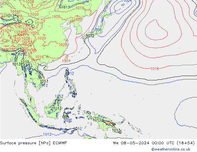 Pressione al suolo ECMWF mer 08.05.2024 00 UTC