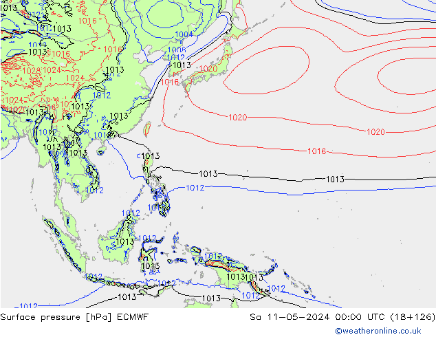 Surface pressure ECMWF Sa 11.05.2024 00 UTC