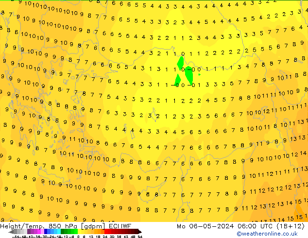 Height/Temp. 850 hPa ECMWF Mo 06.05.2024 06 UTC