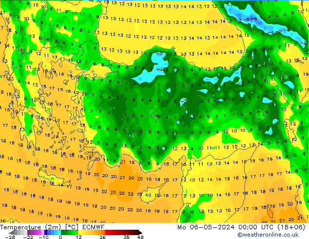 Temperatura (2m) ECMWF lun 06.05.2024 00 UTC