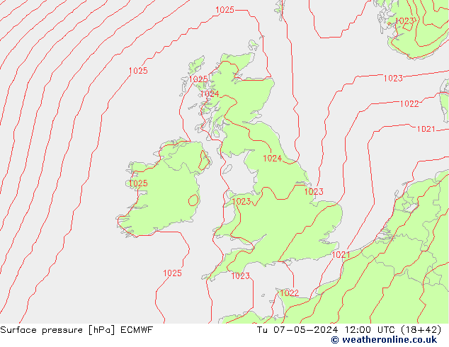 Surface pressure ECMWF Tu 07.05.2024 12 UTC