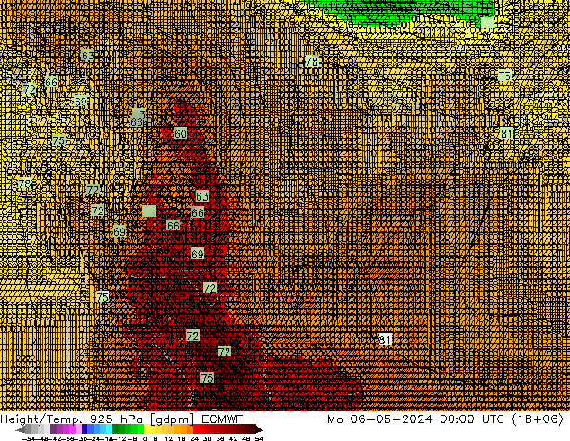 Geop./Temp. 925 hPa ECMWF lun 06.05.2024 00 UTC