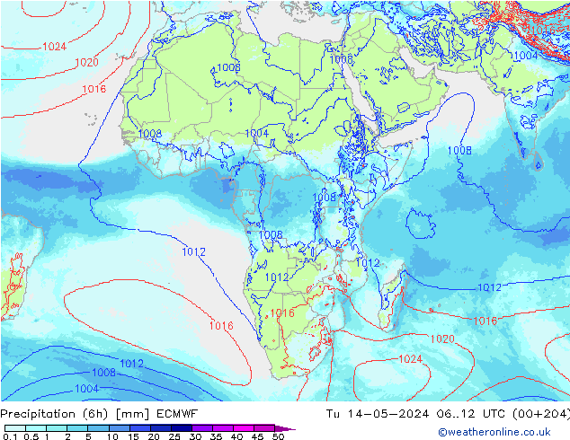 opad (6h) ECMWF wto. 14.05.2024 12 UTC