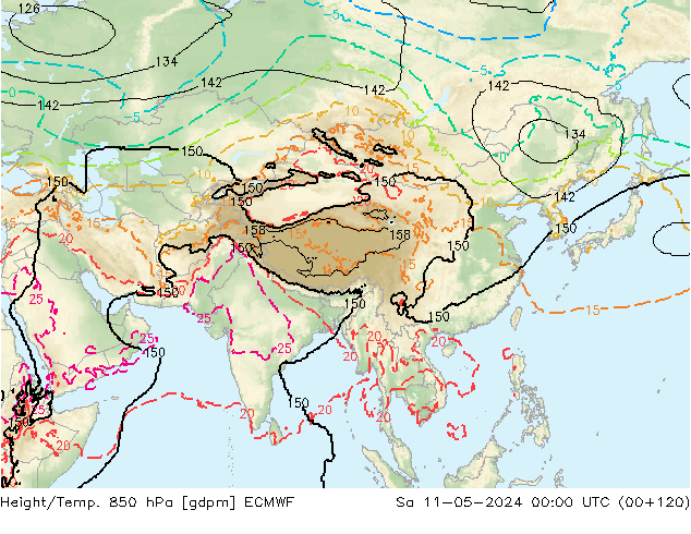 Hoogte/Temp. 850 hPa ECMWF za 11.05.2024 00 UTC