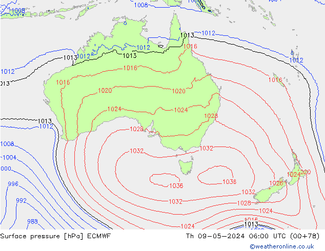 приземное давление ECMWF чт 09.05.2024 06 UTC