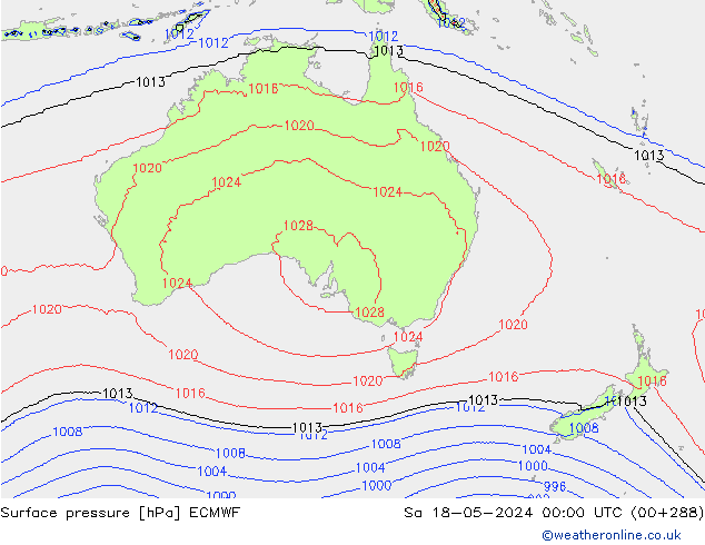 Bodendruck ECMWF Sa 18.05.2024 00 UTC