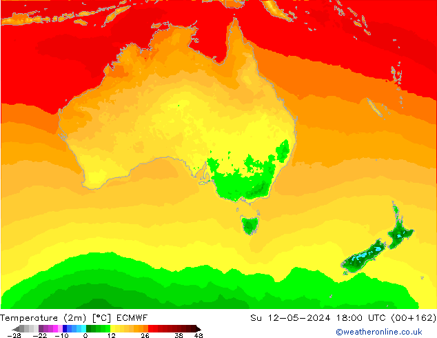 Temperature (2m) ECMWF Su 12.05.2024 18 UTC