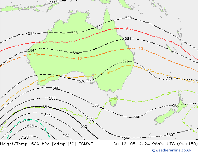 Height/Temp. 500 гПа ECMWF Вс 12.05.2024 06 UTC