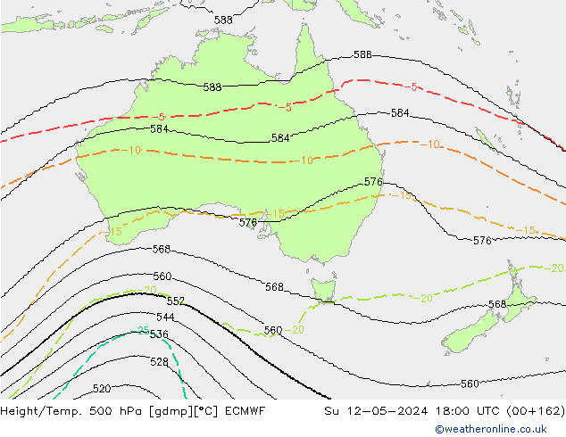 Height/Temp. 500 hPa ECMWF Su 12.05.2024 18 UTC