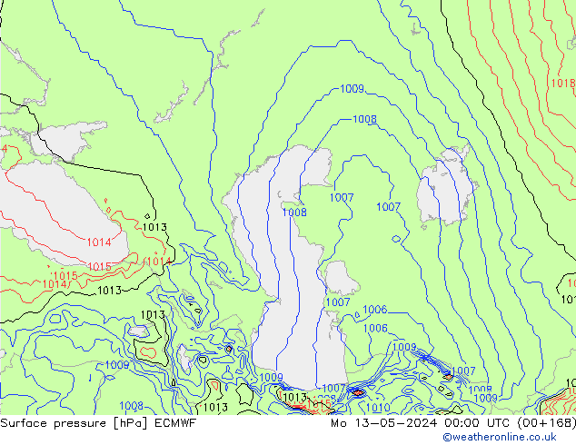 pressão do solo ECMWF Seg 13.05.2024 00 UTC