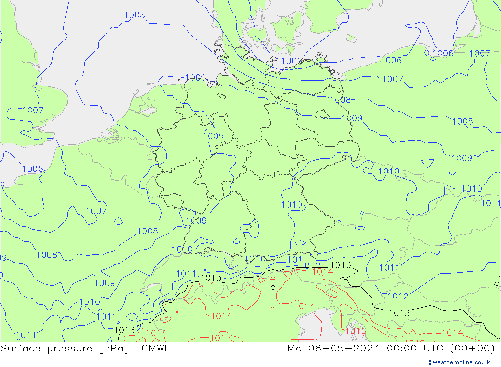 Luchtdruk (Grond) ECMWF ma 06.05.2024 00 UTC