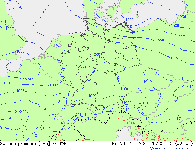 地面气压 ECMWF 星期一 06.05.2024 06 UTC